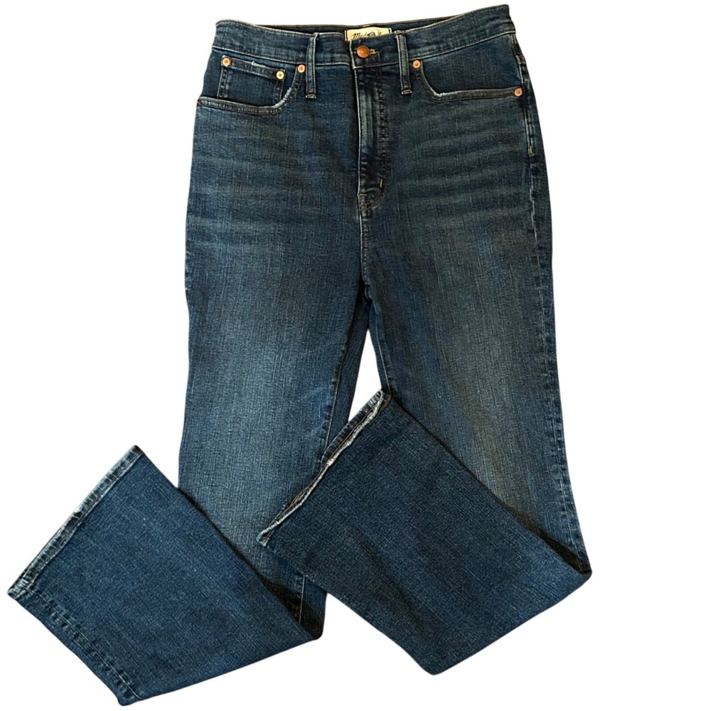 Madewell Skinny Flare Jeans Women Blue High Rise Dark Wash Denim 30